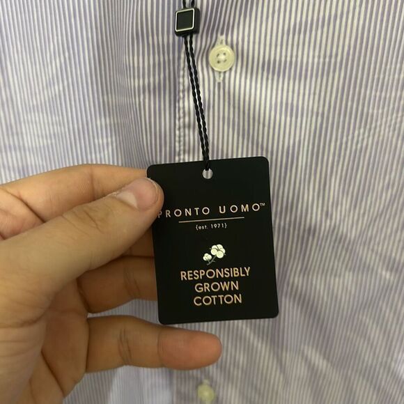 NWT Pronto Uomo Purple Floral Pinstripe Modern Fit‎ Button Up Shirt XXL - Picture 4 of 7